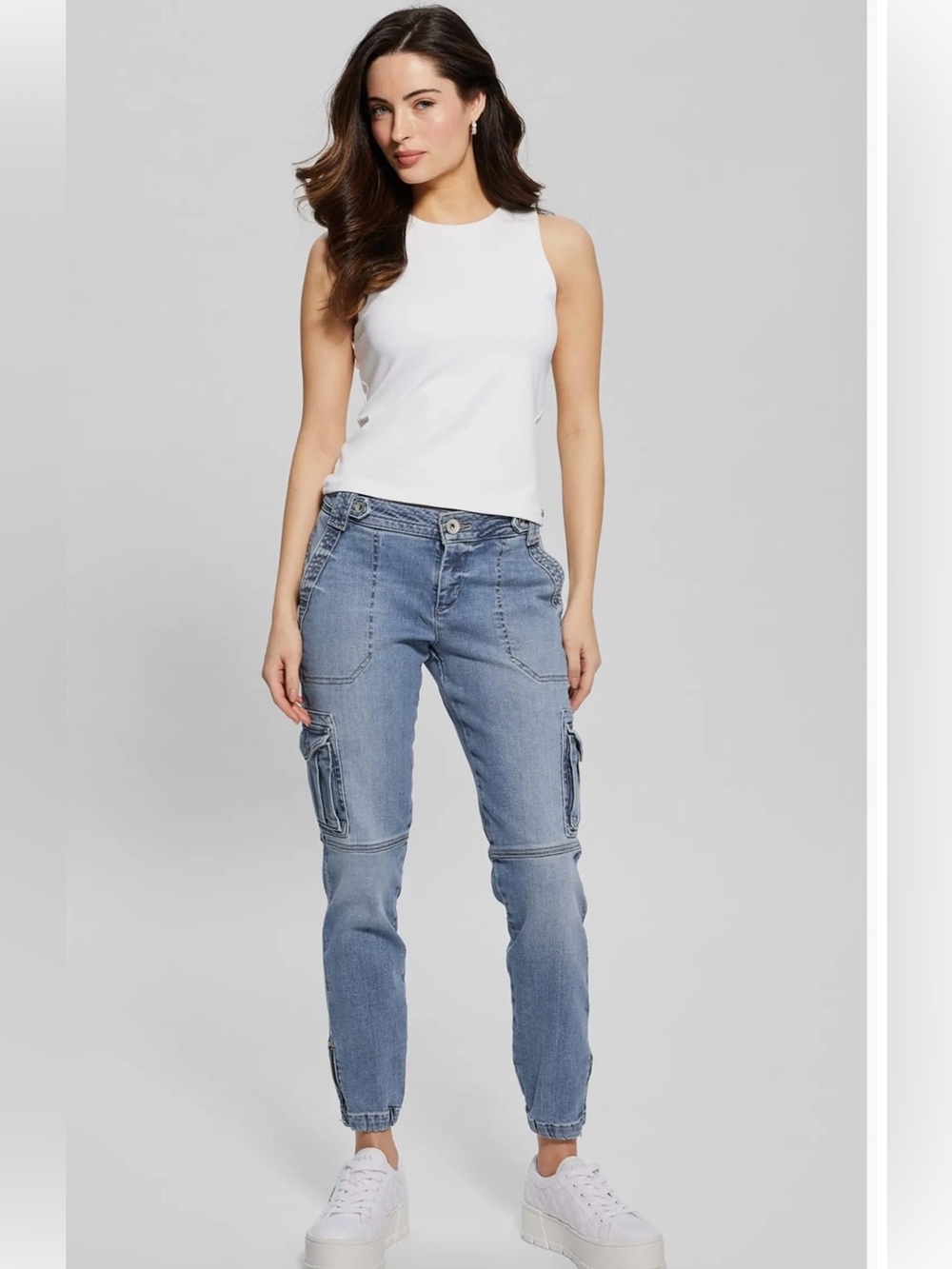 Guess Light Blue Women's Cargo Boyfriend Jeans